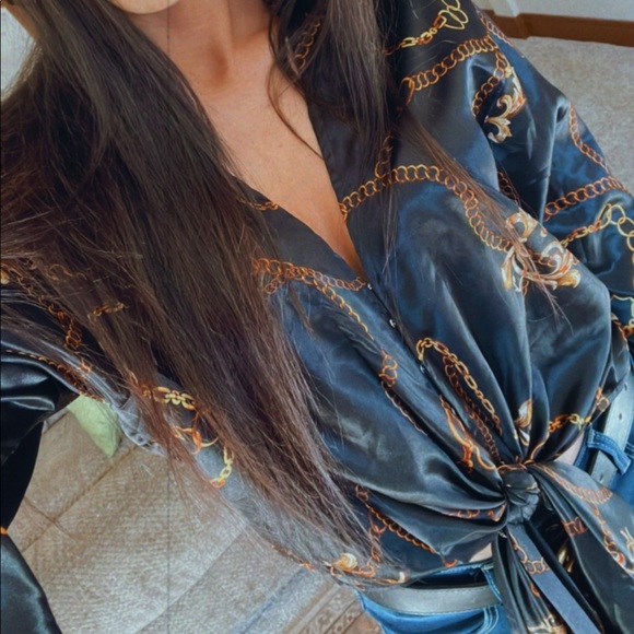 Silk Chain Link Versace Inspired Top - Picture 6 of 6